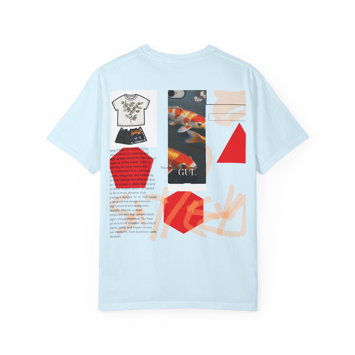 Graphic T-Shirt — Playful Koi &amp; Vase Collage Tee (OVASTYLE Brand)