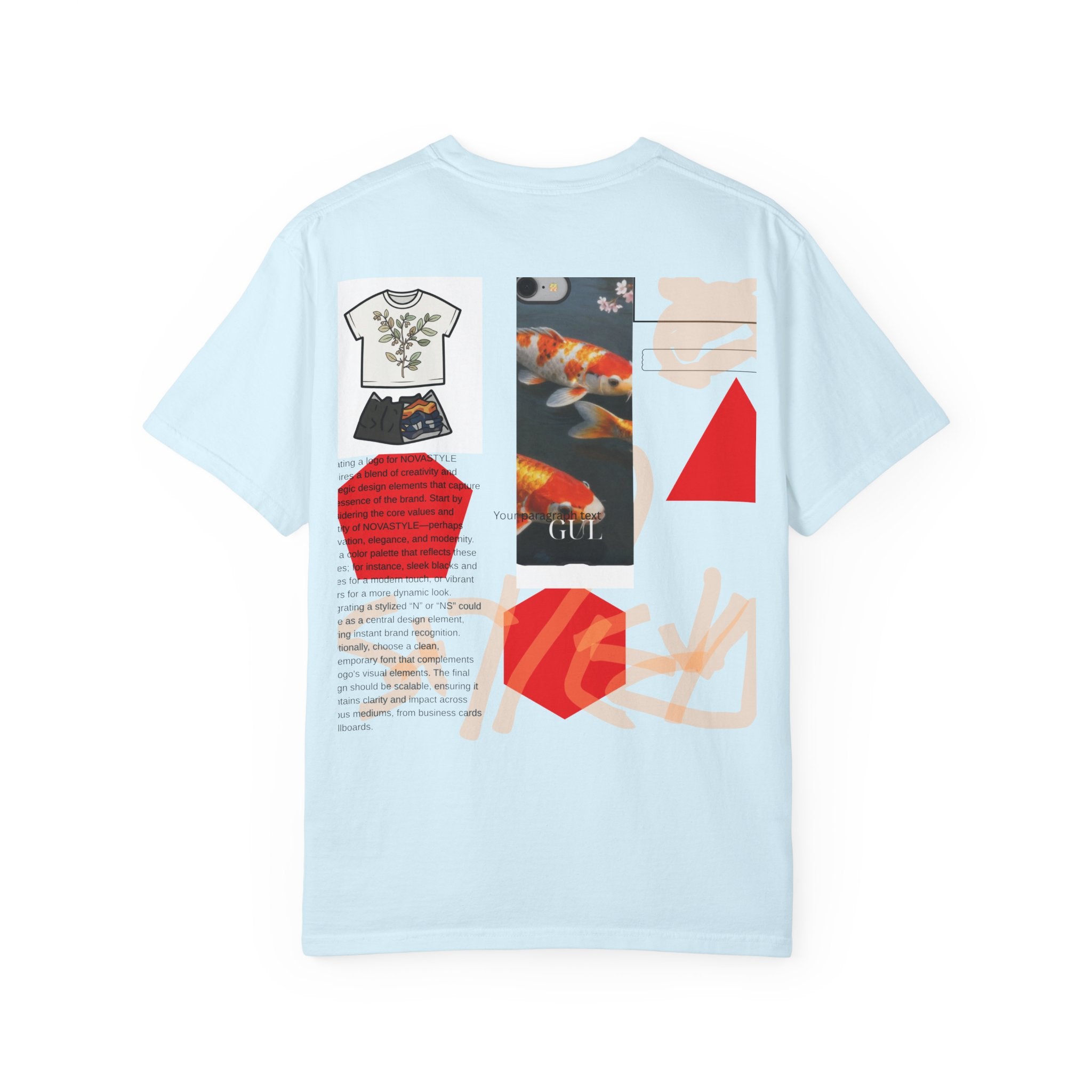 Graphic T-Shirt — Playful Koi &amp; Vase Collage Tee (OVASTYLE Brand)