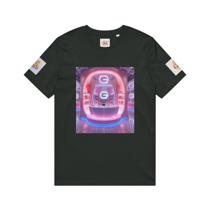 Neon Shop Icon T-Shirt — Colorful Gradient Shopping Bag Design