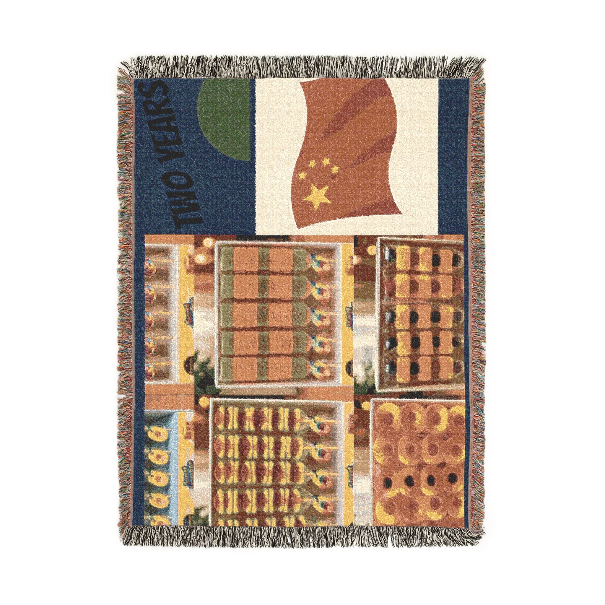 Two Years Flag Woven Blanket – Retro Patchwork Anniversary Throw