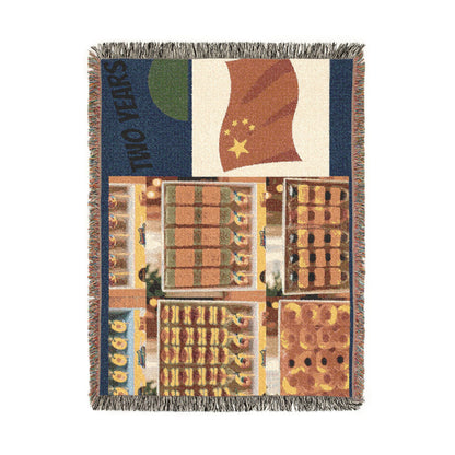 Two Years Flag Woven Blanket – Retro Patchwork Anniversary Throw