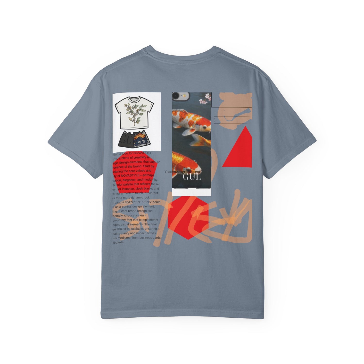Graphic T-Shirt — Playful Koi &amp; Vase Collage Tee (OVASTYLE Brand)