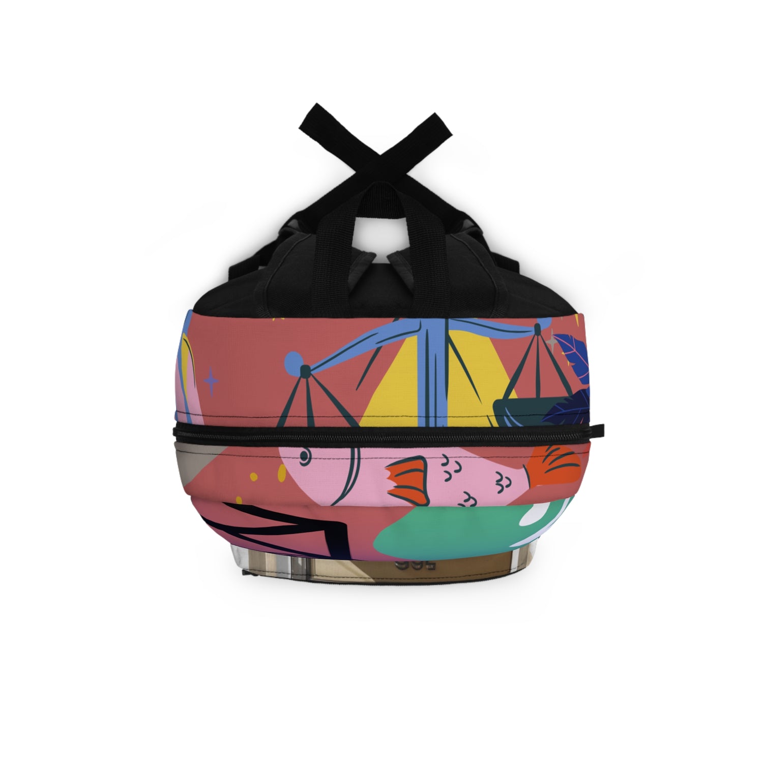 Retro Pop Art Smiley Backpack — Colorful Feminine Graphic School Bag