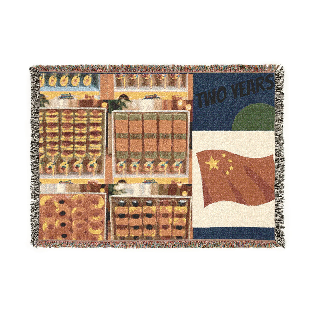Two Years Flag Woven Blanket – Retro Patchwork Anniversary Throw