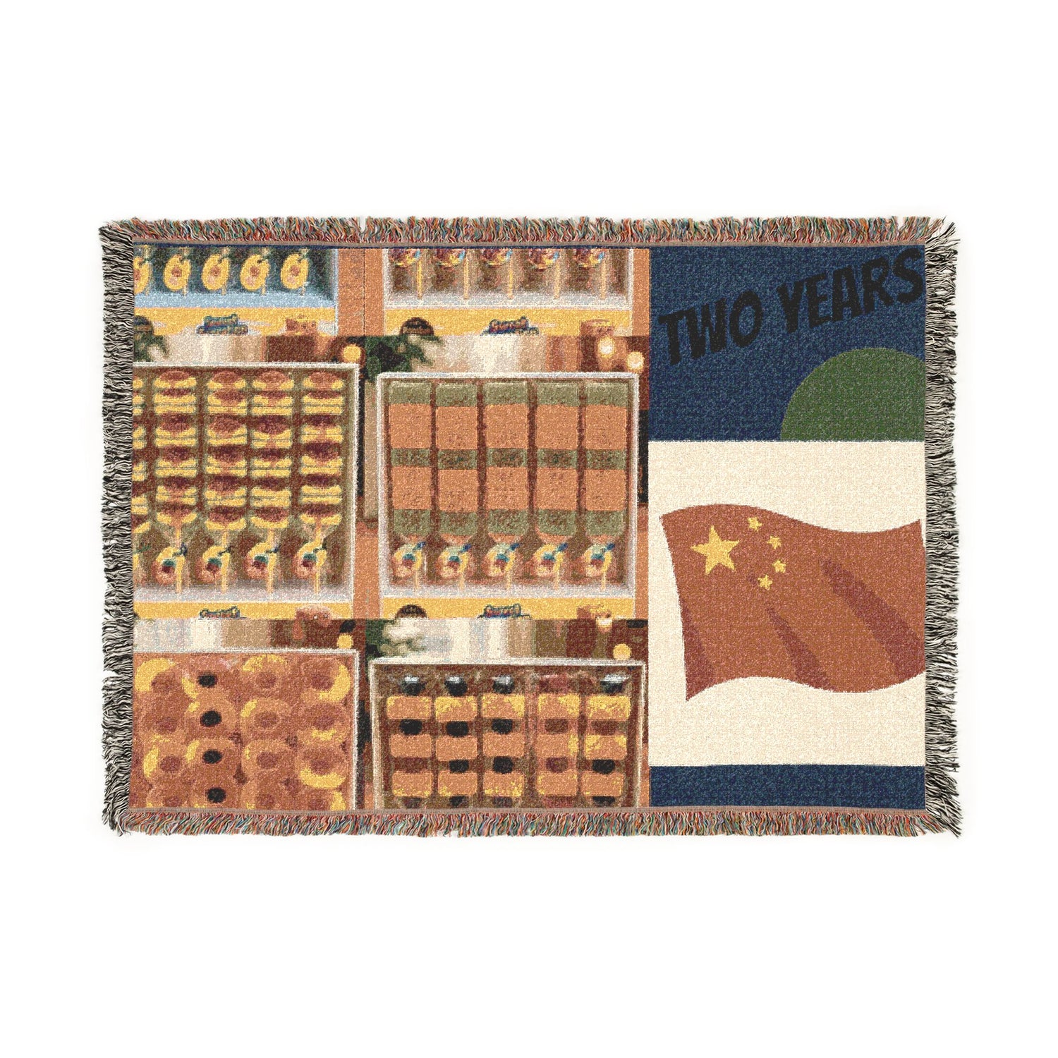 Two Years Flag Woven Blanket – Retro Patchwork Anniversary Throw