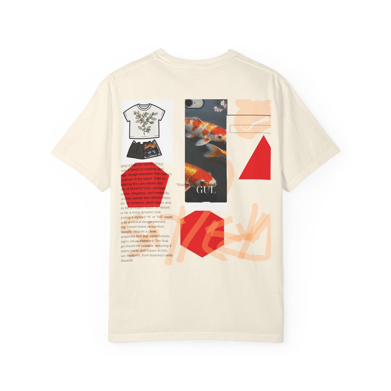 Graphic T-Shirt — Playful Koi &amp; Vase Collage Tee (OVASTYLE Brand)