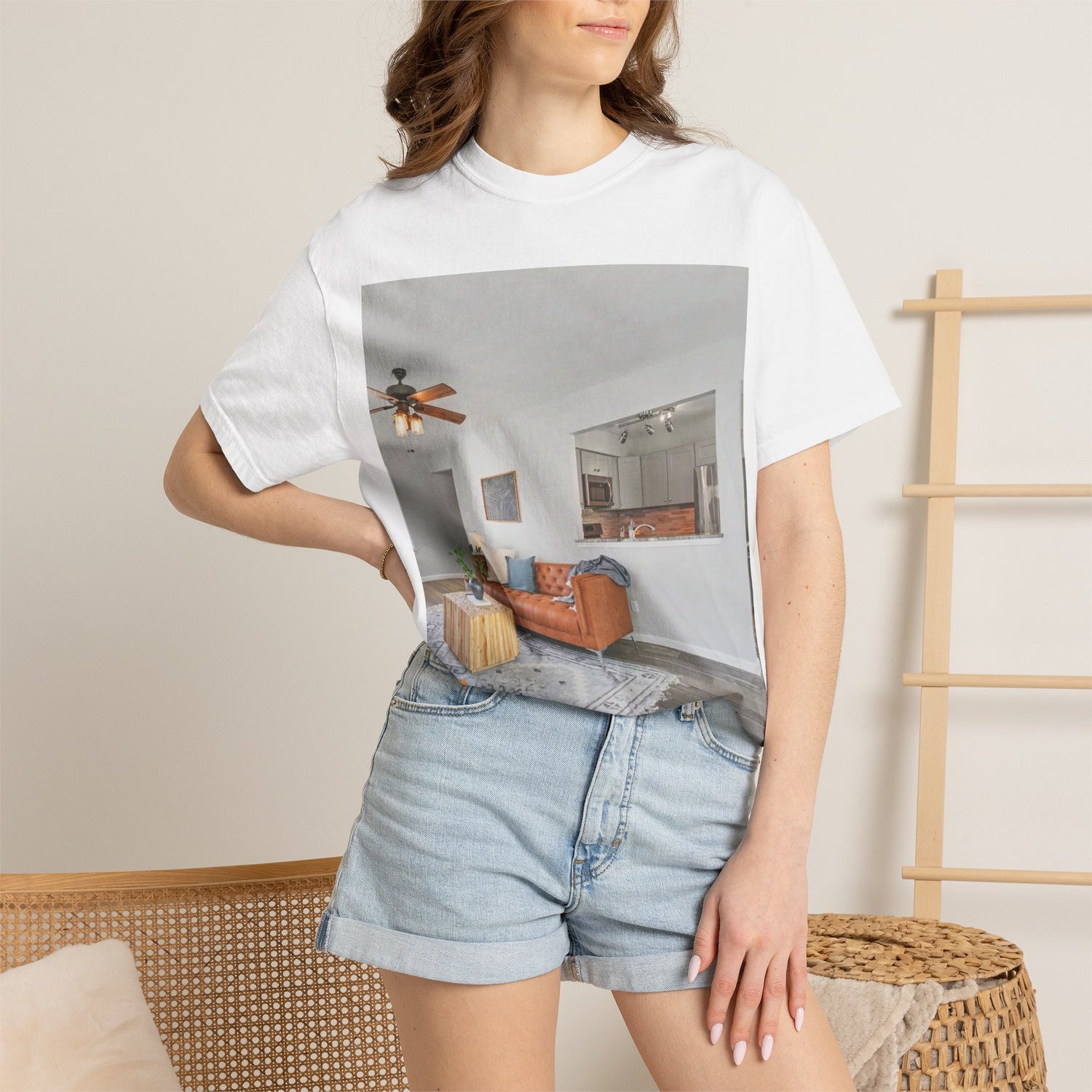 Photo Print T-Shirt — Cozy Living Room Interior Design Tee