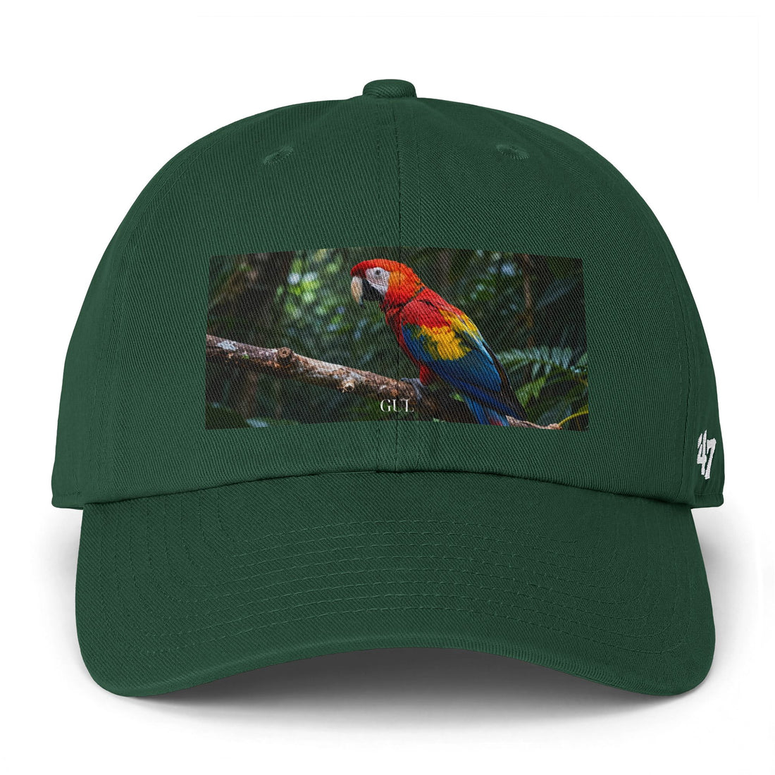 Parrot Print Cap — tropical scarlet macaw baseball hat, gallery view 2, NovaStyle