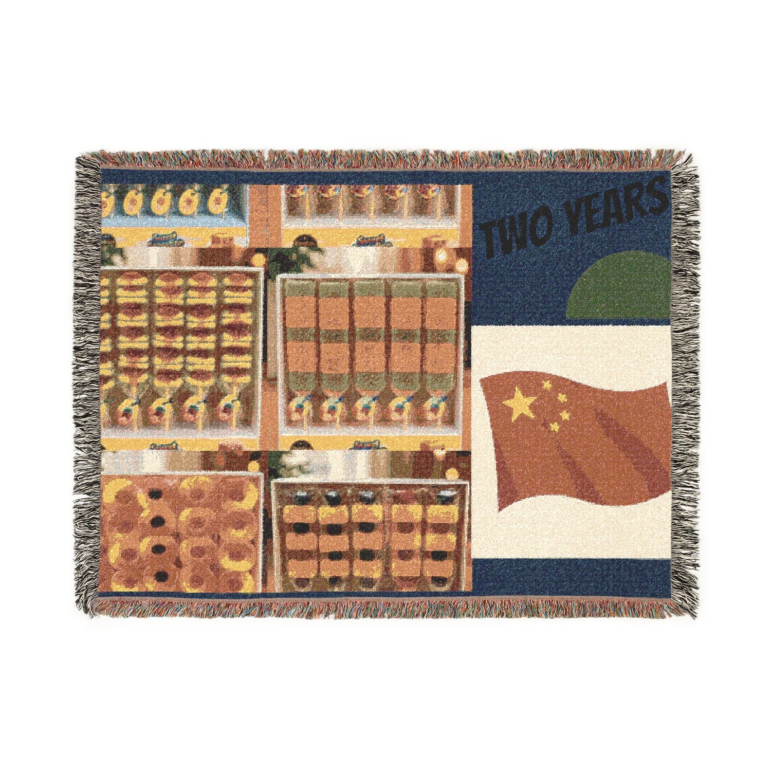 Two Years Flag Woven Blanket – Retro Patchwork Anniversary Throw