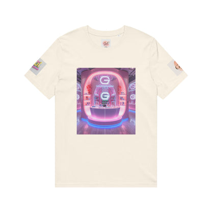 Neon Shop Icon T-Shirt — Colorful Gradient Shopping Bag Design