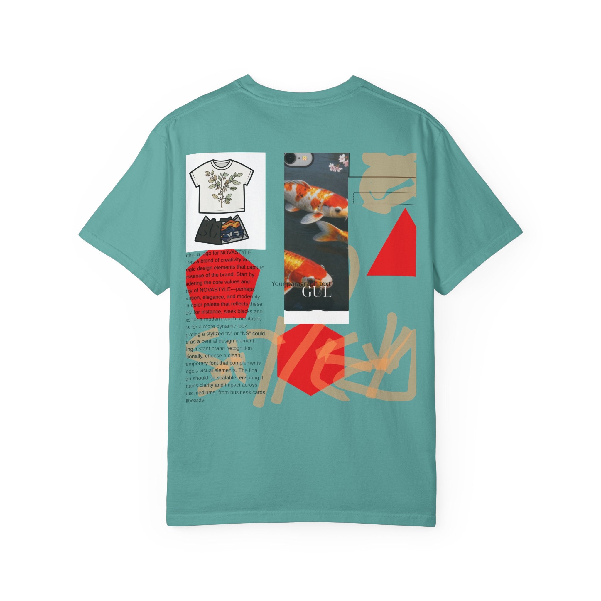 Graphic T-Shirt — Playful Koi &amp; Vase Collage Tee (OVASTYLE Brand)