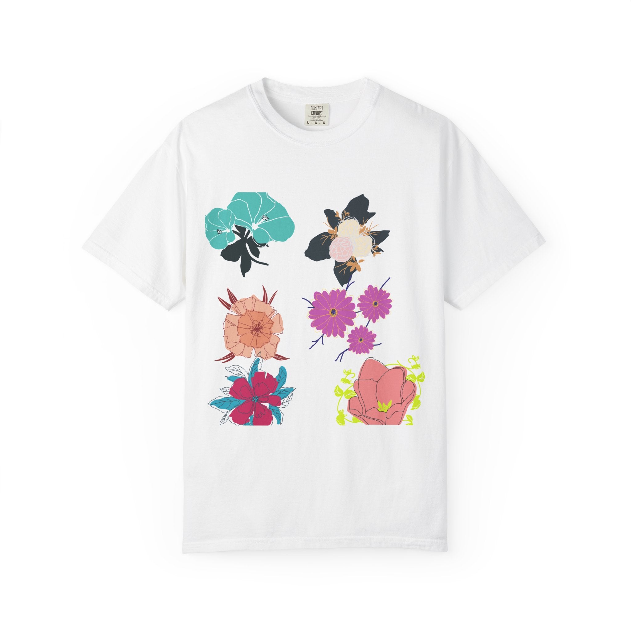Floral &amp; Tropical Leaves Graphic T-Shirt — Botanical Flower Print Tee