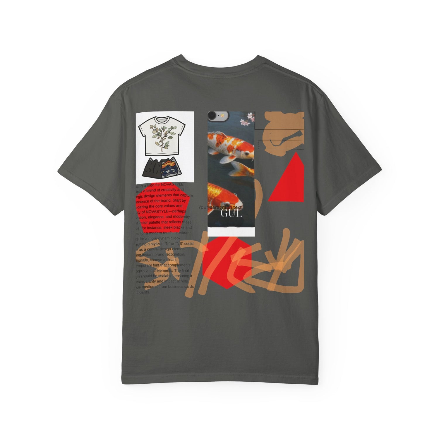 Graphic T-Shirt — Playful Koi &amp; Vase Collage Tee (OVASTYLE Brand)