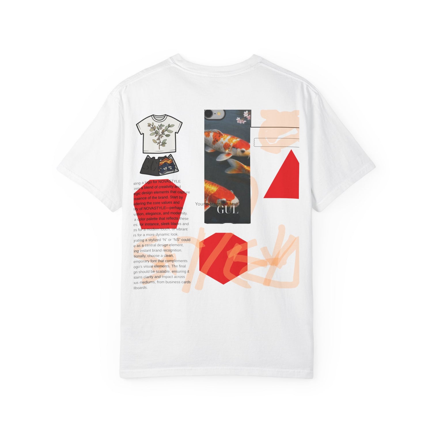 Graphic T-Shirt — Playful Koi &amp; Vase Collage Tee (OVASTYLE Brand)