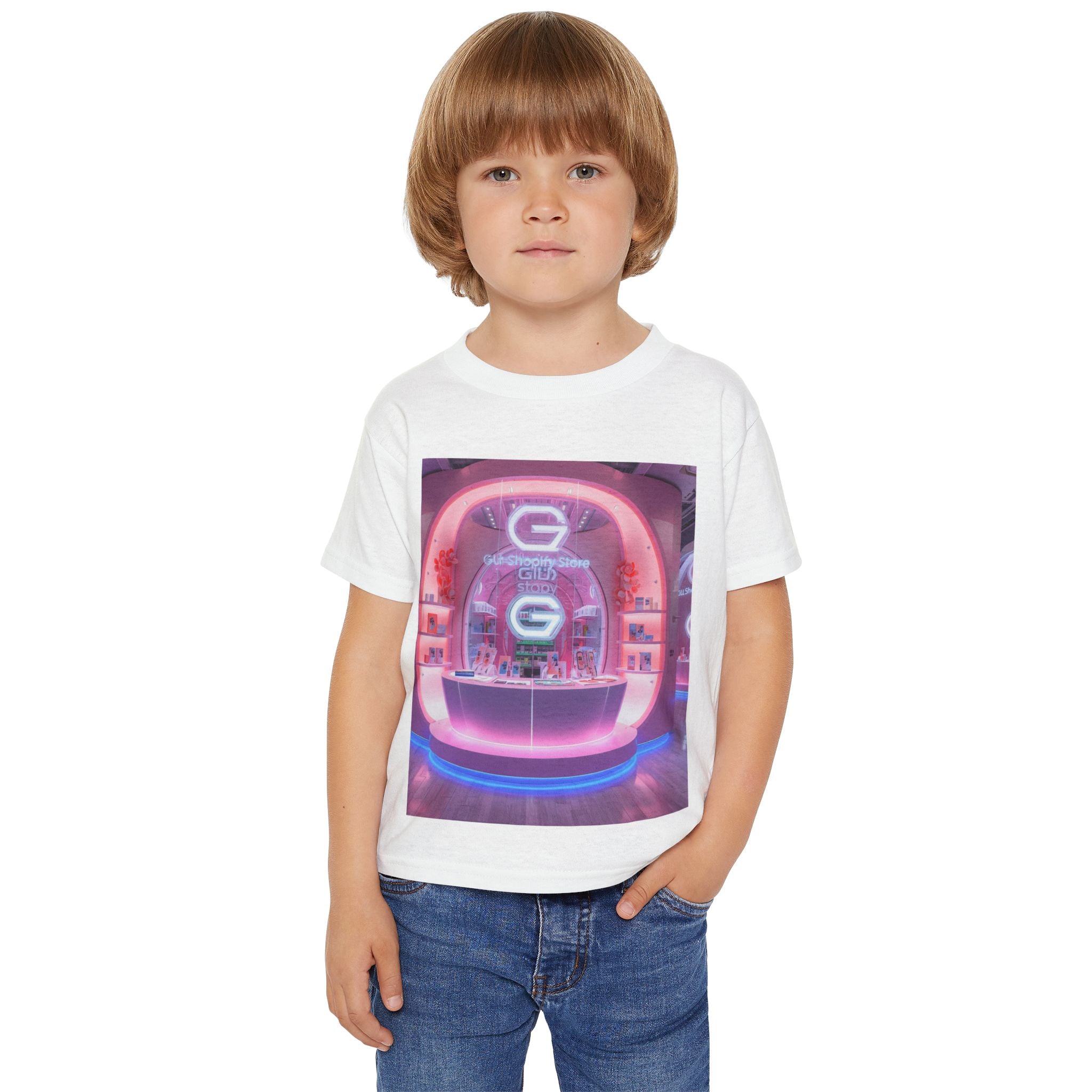 Toddler T-Shirt — Colorful Neon Shop &amp; Rainbow Shopping Bag Graphic