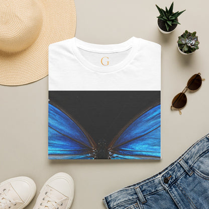 Blue Morph Butterfly T-Shirt — Vibrant Nature Graphic Tee