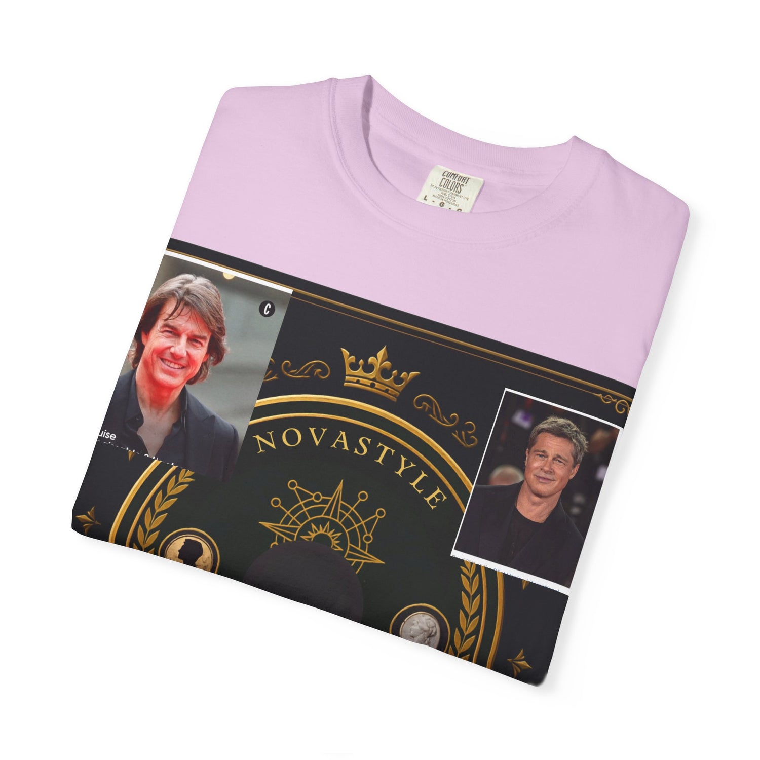 Innovation Crest T-Shirt — Vintage Emblem Tee with Portrait Collage