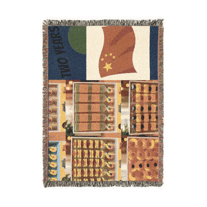 Two Years Flag Woven Blanket – Retro Patchwork Anniversary Throw