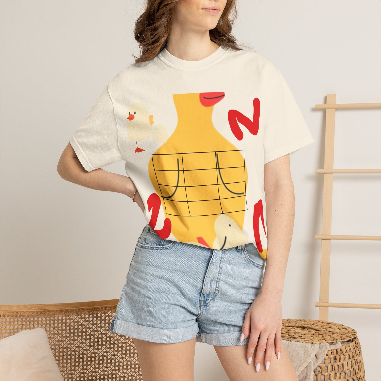 Graphic T-Shirt — Playful Koi &amp; Vase Collage Tee (OVASTYLE Brand)