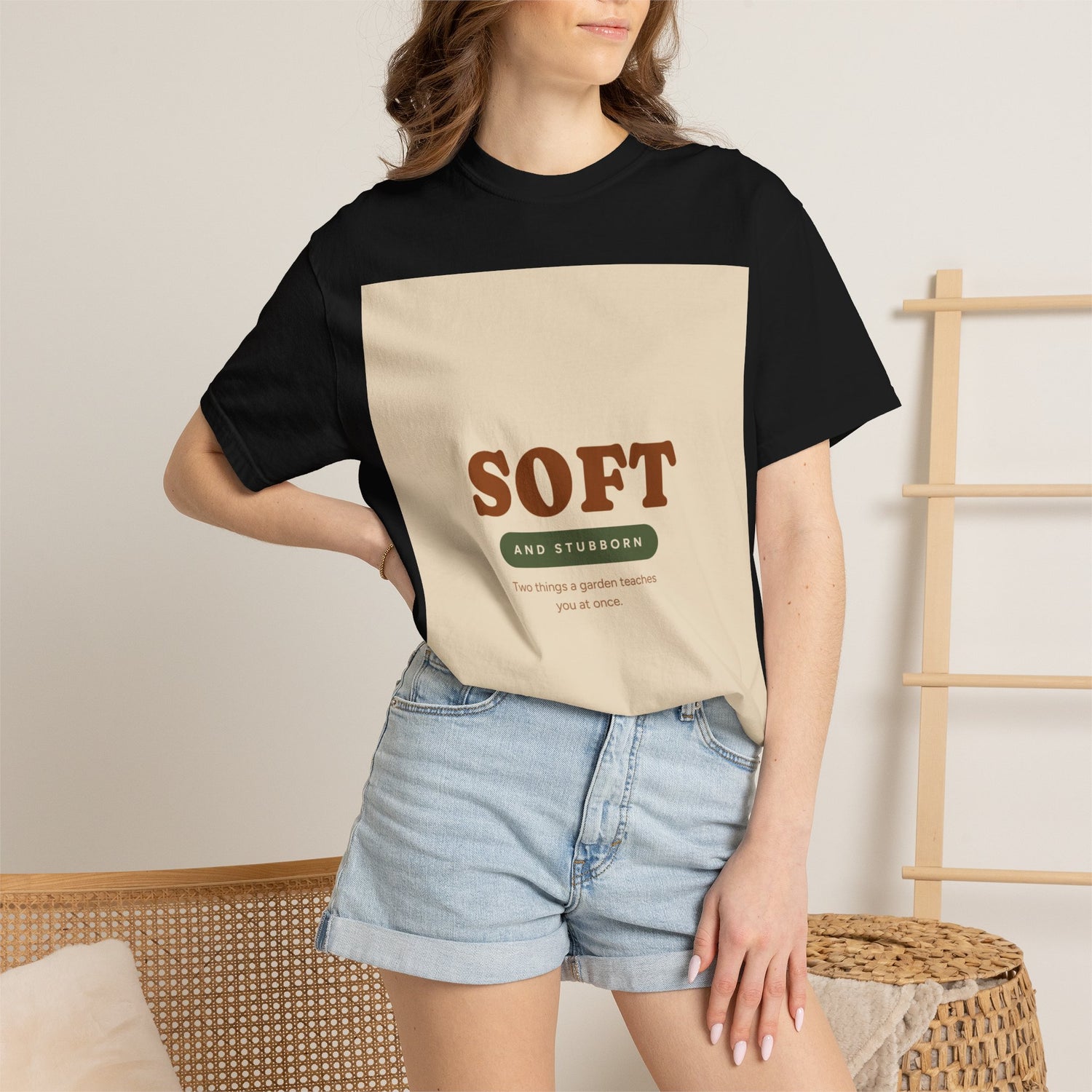 Soft and Stubborn T-Shirt — Retro Cream Graphic Tee
