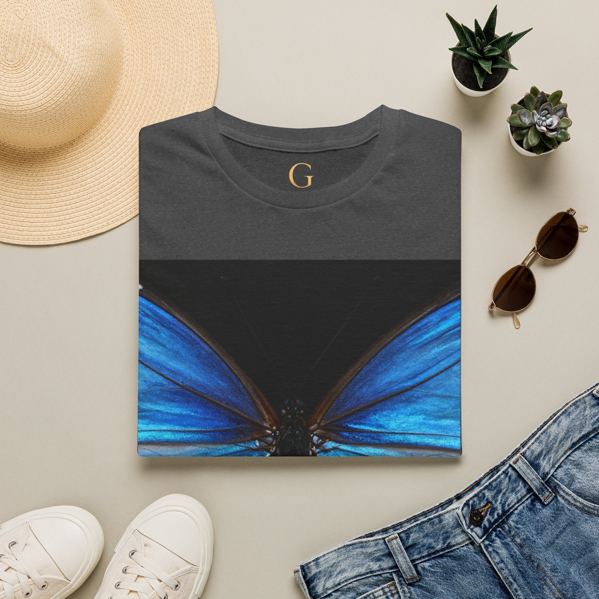 Blue Morph Butterfly T-Shirt — Vibrant Nature Graphic Tee