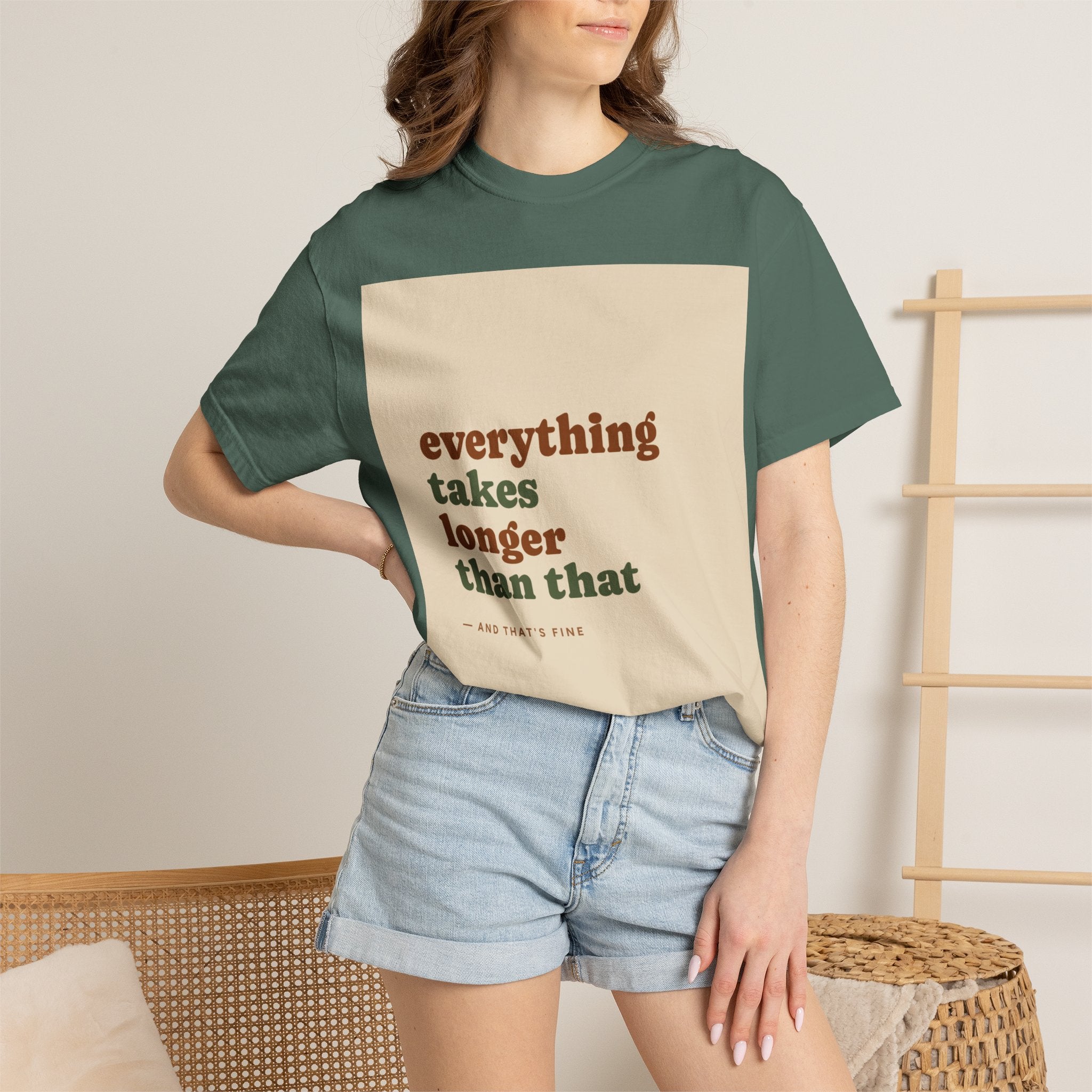 Everything Takes Longer Than That Tee — Relaxed Retro Quote T-Shirt